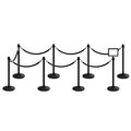 Montour Line Stanchion Post and Rope Kit Black, 8CrownTop 7Blk Rope 8.5x11H Sign C-Kit-7-BK-CN-1-Tapped-1-8511-H-7-ER-BK-PS